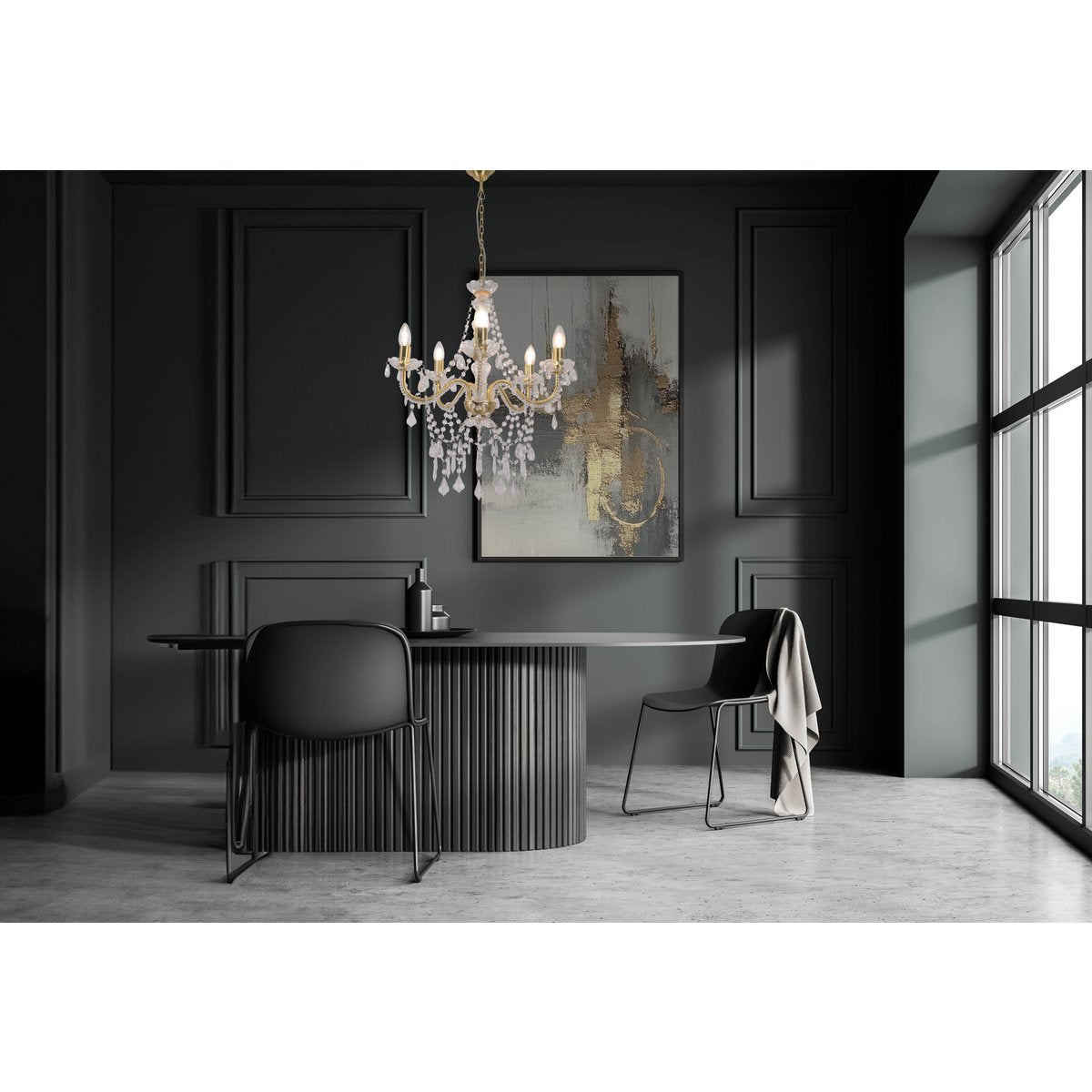 5 Kroon "Cecilia" Ø 52 cm, gemaakt van metaal en acryl, in goud, E14