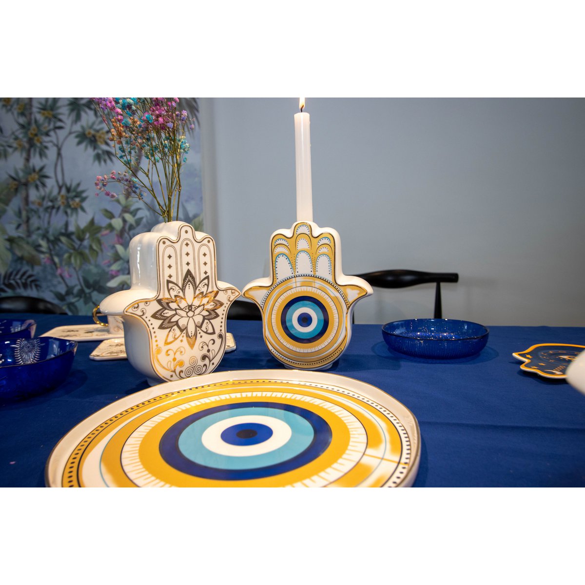 Wit en gouden handvaas 17,5x6.2x20cm