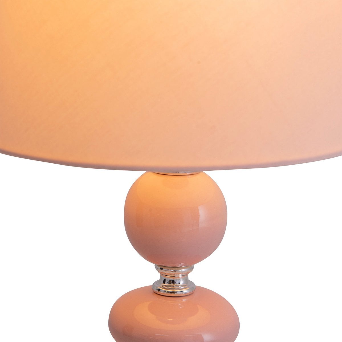 Liv · Houten tafellamp met linnen kap — roze