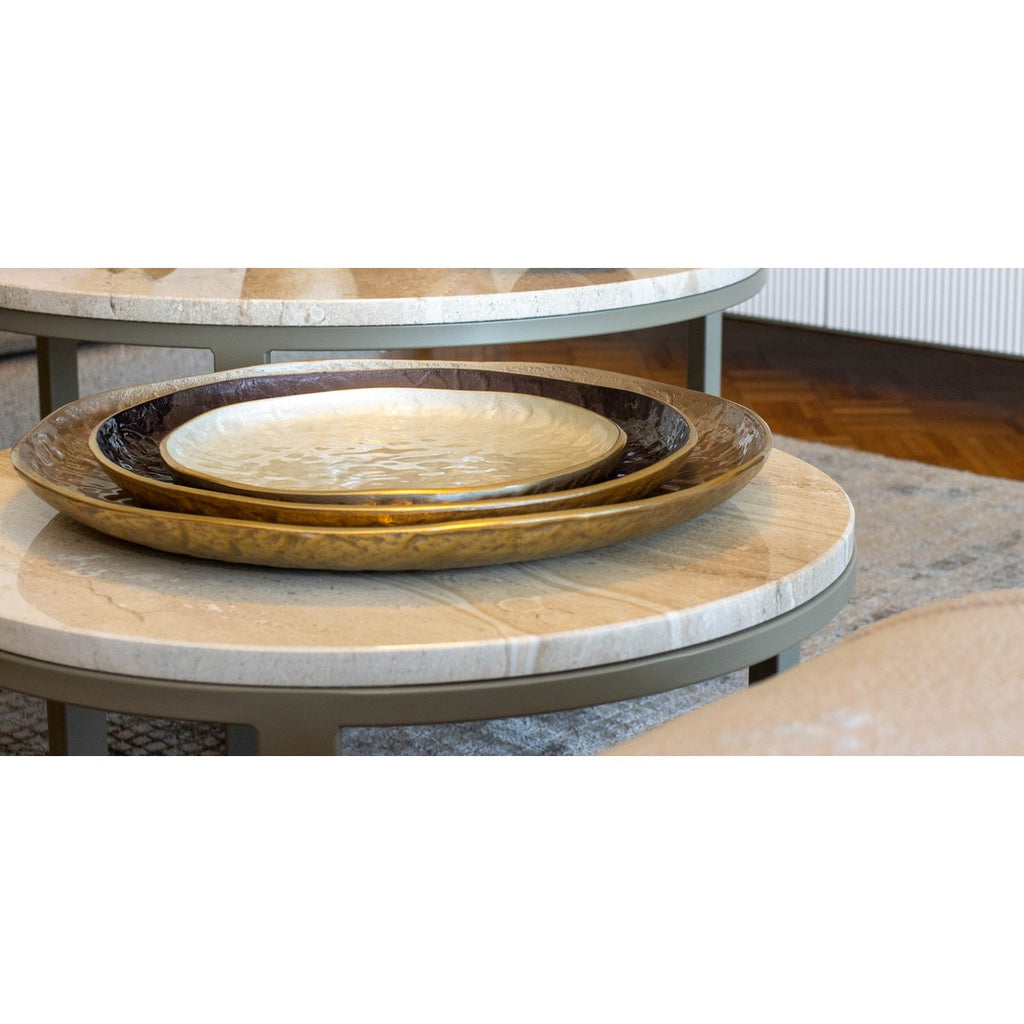 Decoratieve beker rond bruin 39x39x3,5 cm