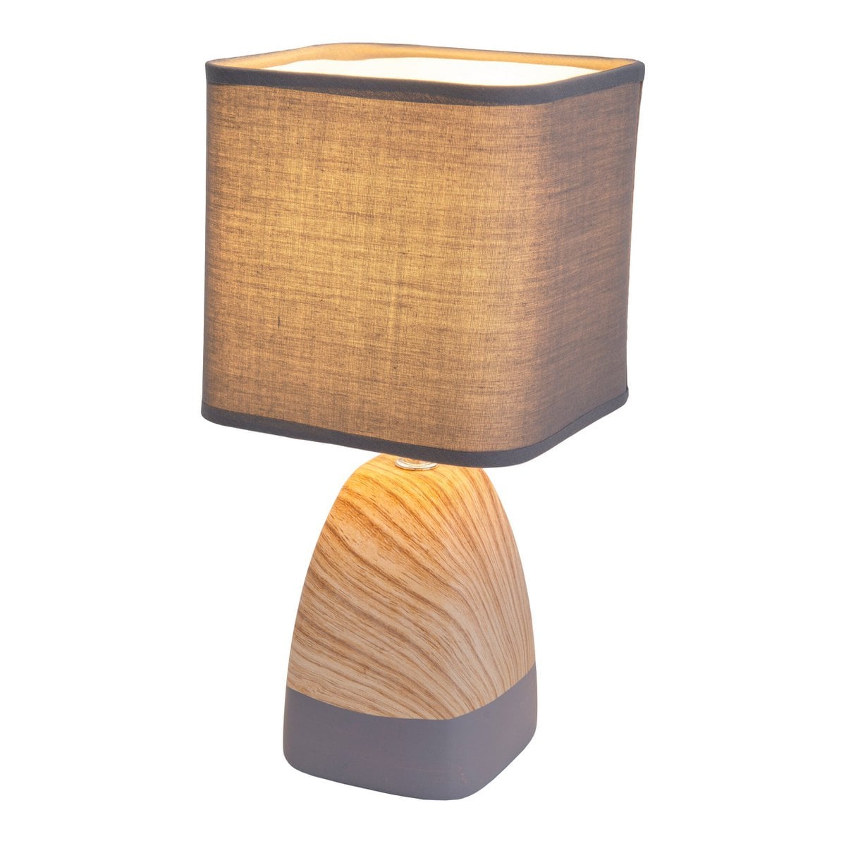 Liv · Houten tafellamp met linnen kap — grijs