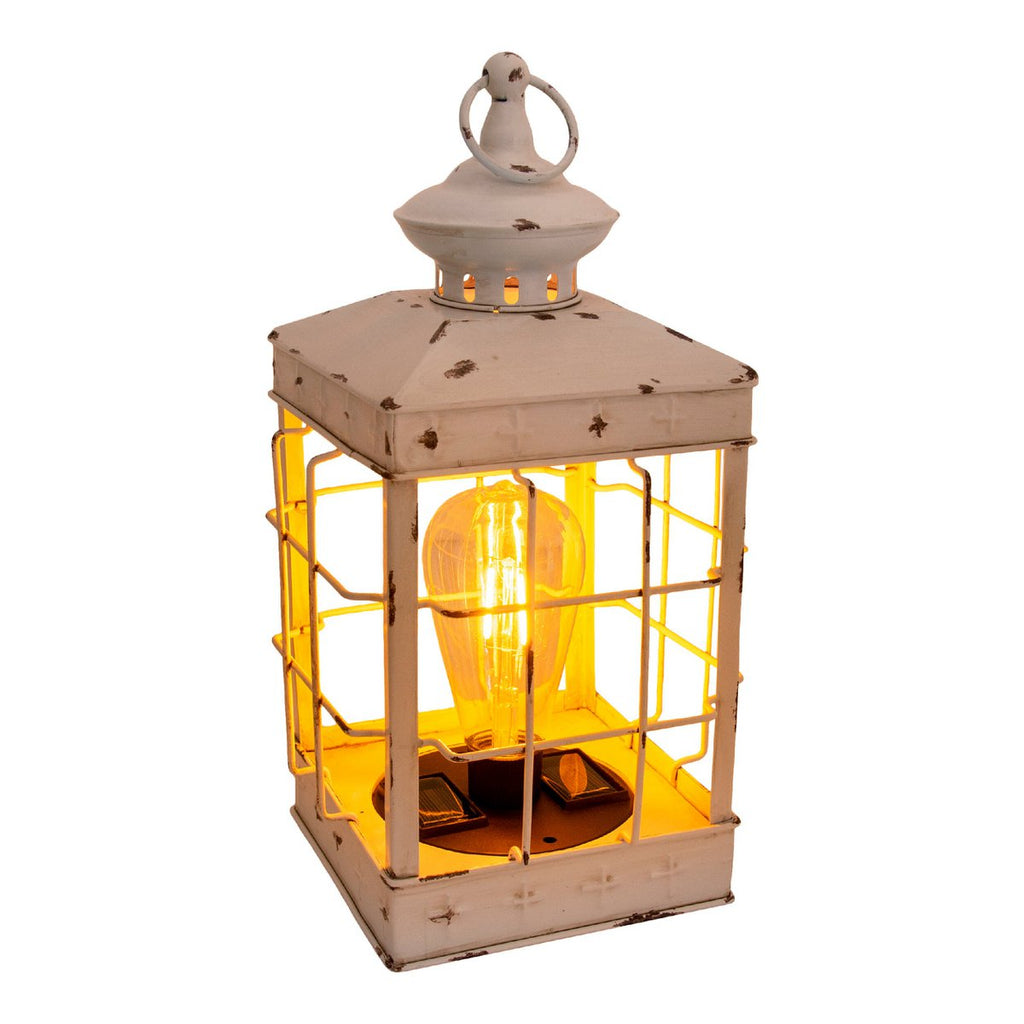 LED Decoratie Solar Light Lantern 31,5 cm hoog, antiek wit, gemaakt van metaal en plastic, LED geïntegreerd, voor buiten