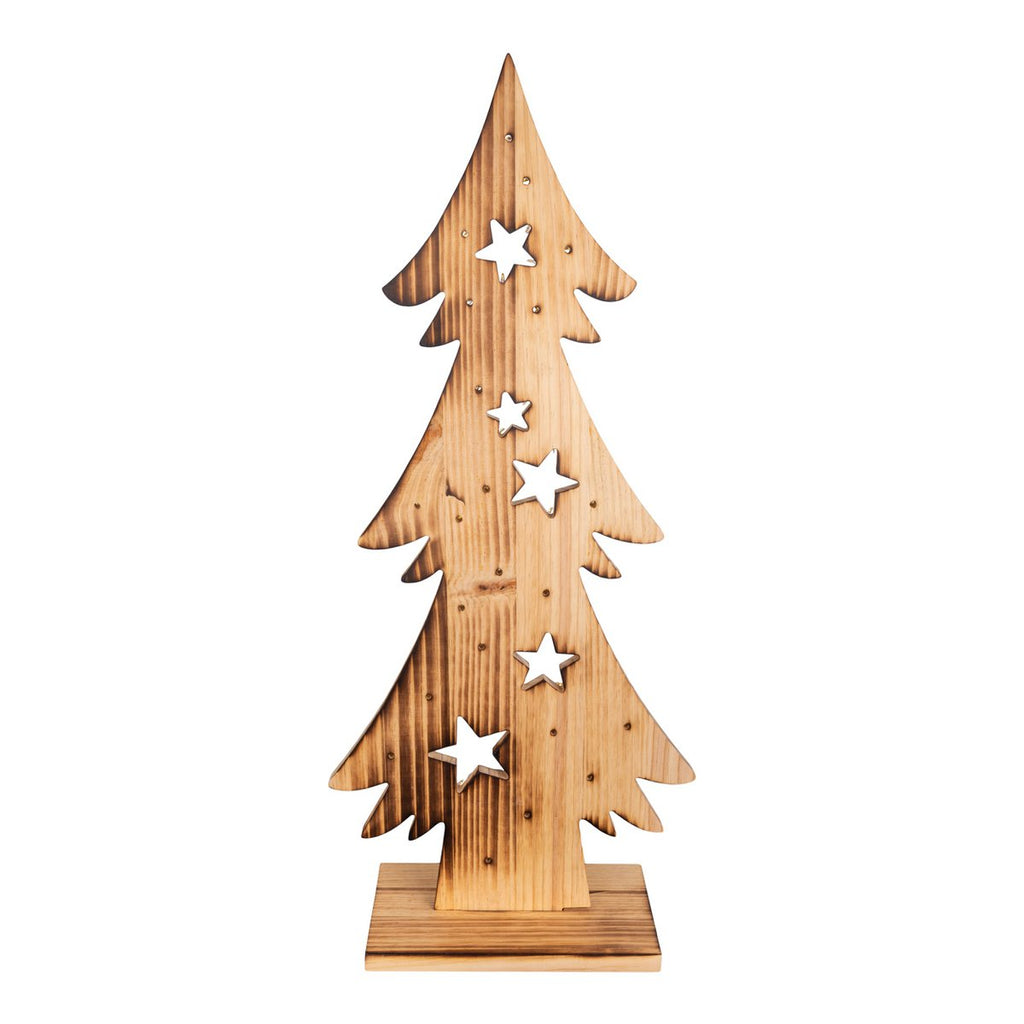 LED Wood Decolum "Fir Tree" groot, gemaakt van natuurlijk hout met vaste LED's, kerstdecoratie voor buiten