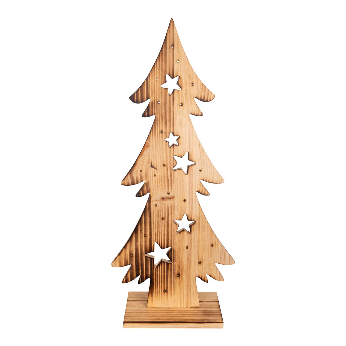 LED Wood Decolum "Fir Tree" groot, gemaakt van natuurlijk hout met vaste LED's, kerstdecoratie voor buiten