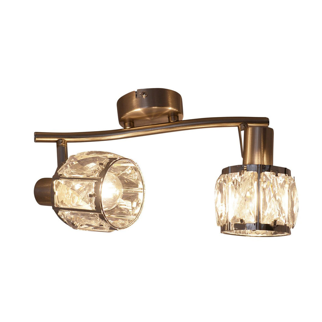 2-serie geleide plek "Josefa", metalen plafondlamp en glas in roestvrijstalen look, met E14-versie Filamentlampen inbegrepen, voor woonkamer, eetkamer, gang of gang 28 x 8 cm