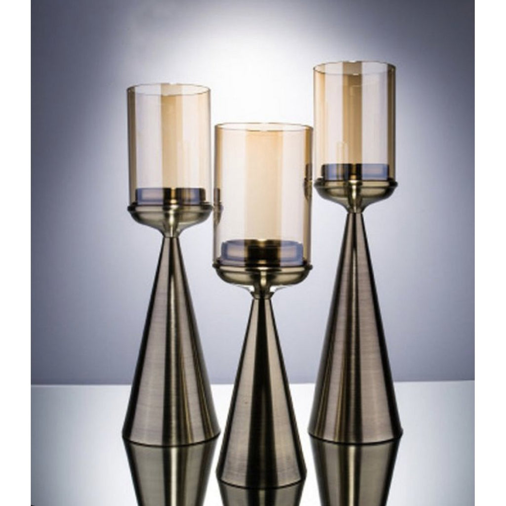 KANDELAAR | GLAS | GOUD -S-Hoog-39CM
