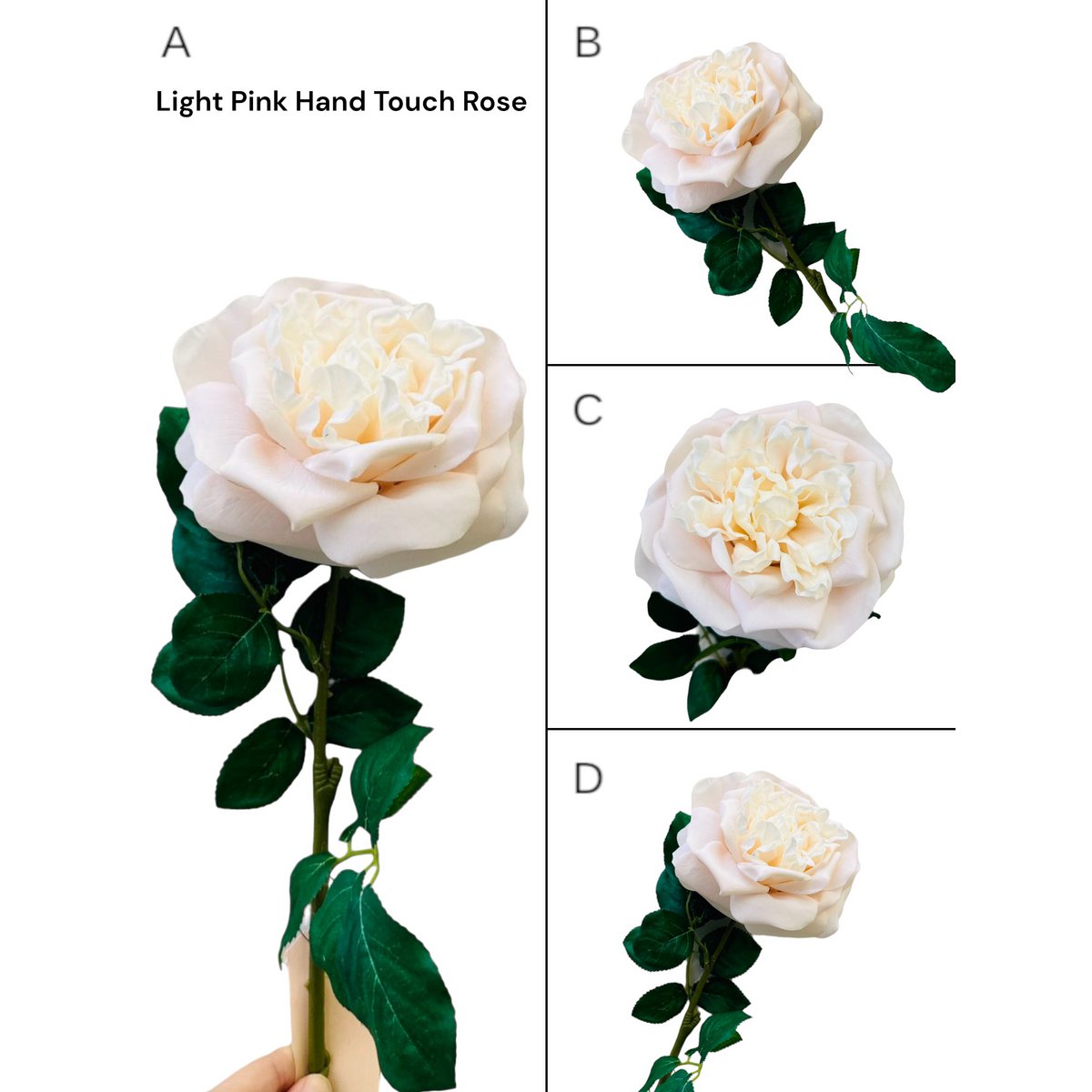 QMF Hand Touch Rose 65cm WIT 2PCS