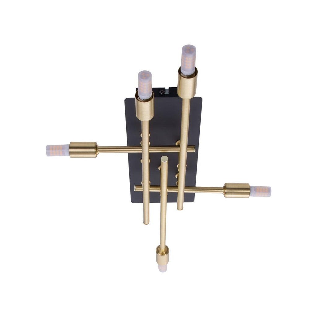 LED -plafondlamp "Ancona" met achtergrondverlichting gemaakt van metaal in zwart en messing, G9 -versies, lamp voor woonkamer, eetkamer, gang en kantoor, ca.