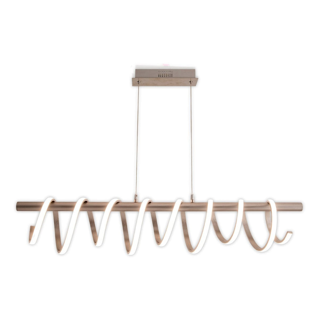 LED -hanglamp "Belleza", moderne metalen slinger lamp en plastic in nikkel mat en wit, met stevig gebouwd -in LED's, 100 cm lang. De ideale verlichting voor woonkamer, eetkamer of keuken.