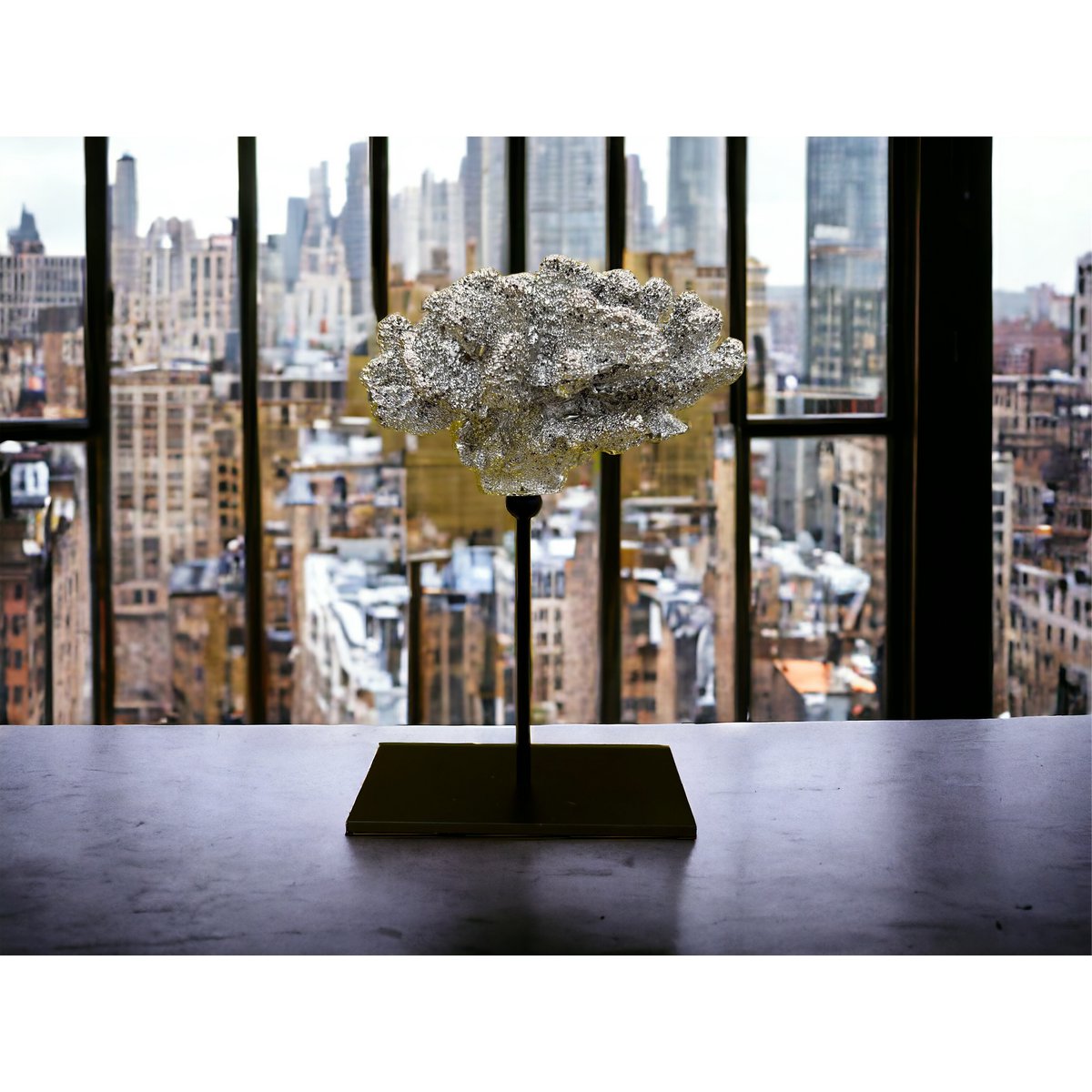 Coral collectie met metalen standaard ( champagnekleur)