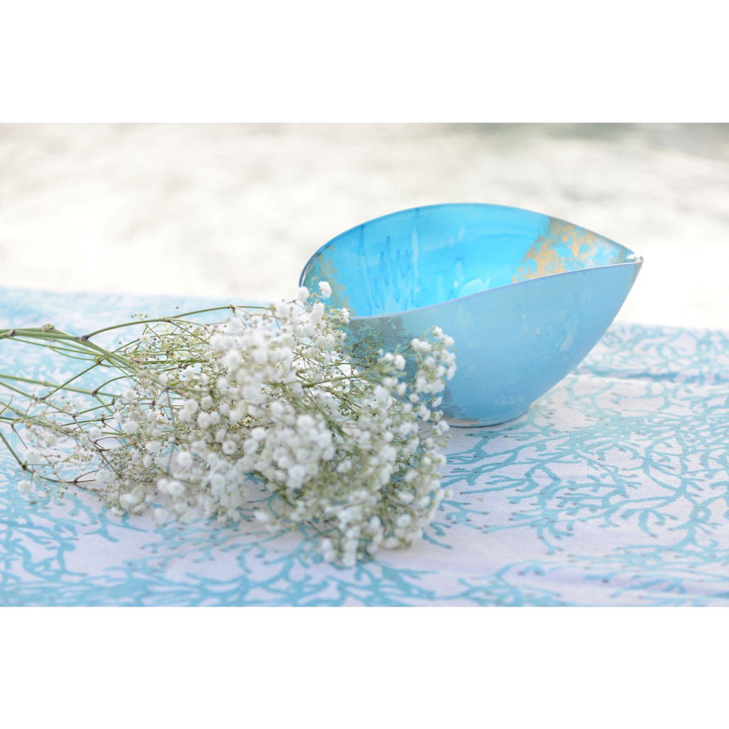 Blauwe en gouden ovaal gesneden 26.5x14.3x11.5 cm