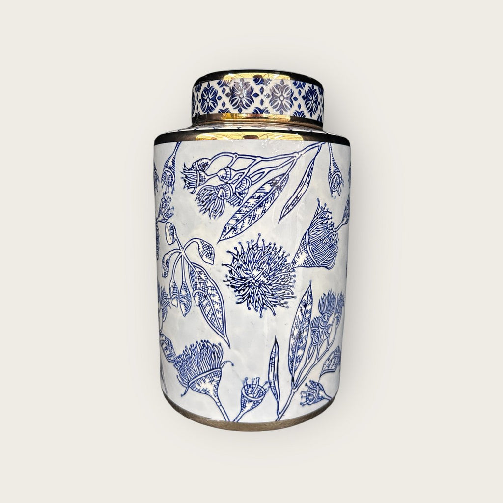 Blauw-witte porseleinen bloemenvaas (voor keuken thuis)