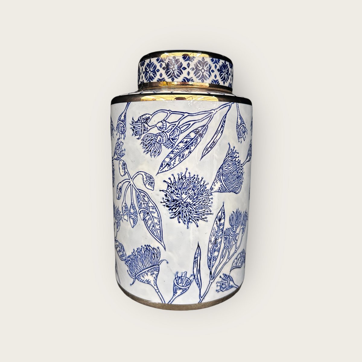 Blauw-witte porseleinen bloemenvaas (voor keuken thuis)