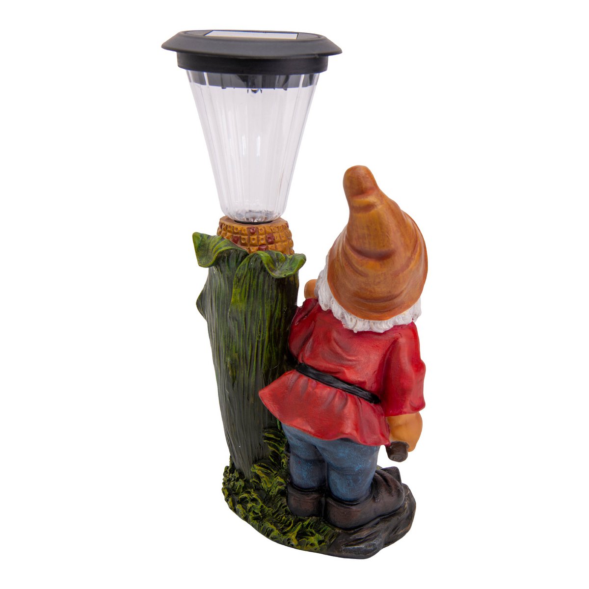 LED -decoratie Solar Light "Dwarf" met thermometer gemaakt van geschilderde polyresin, ongeveer 26 cm hoog en uitgerust met stevig geïnstalleerde LED's