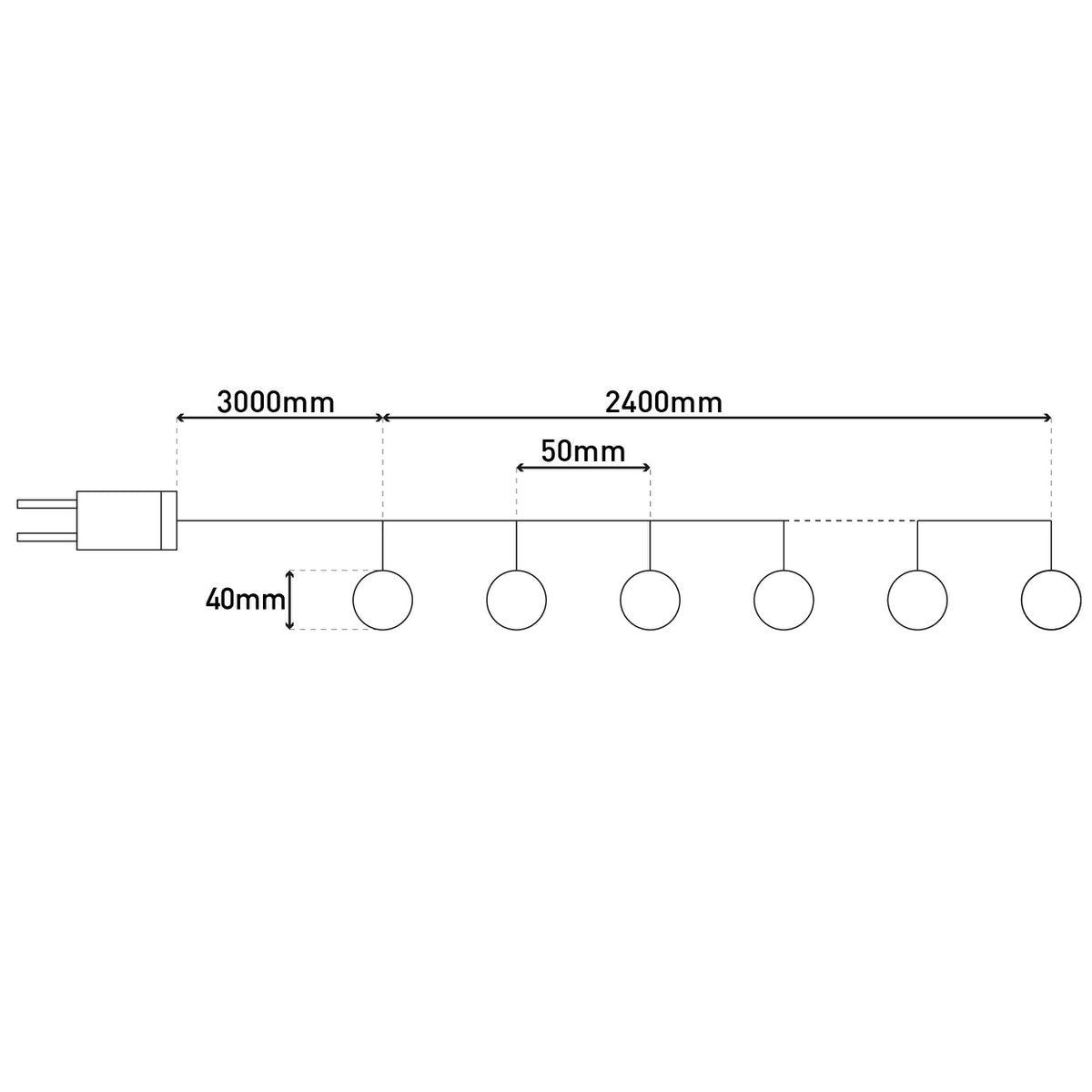 LED Outdoor Christmas Light Chain L: 250 cm goud