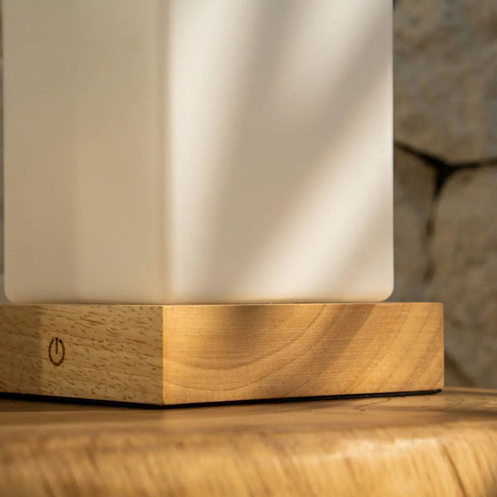 Zayn lichtbruine houten oplaadbare lamp L Dimmable & draadloze en goede batterij