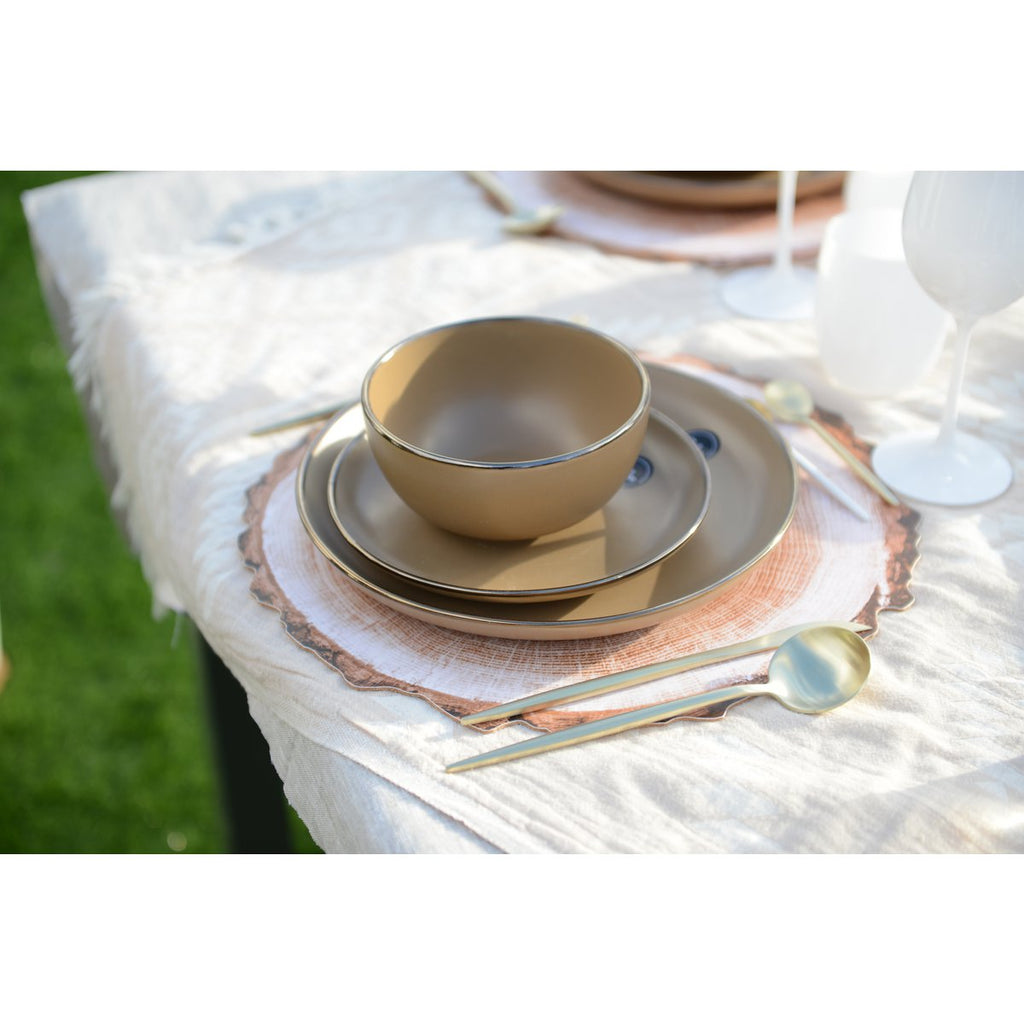 Huishouden 24 stuks champagne mat afgeronde contouren