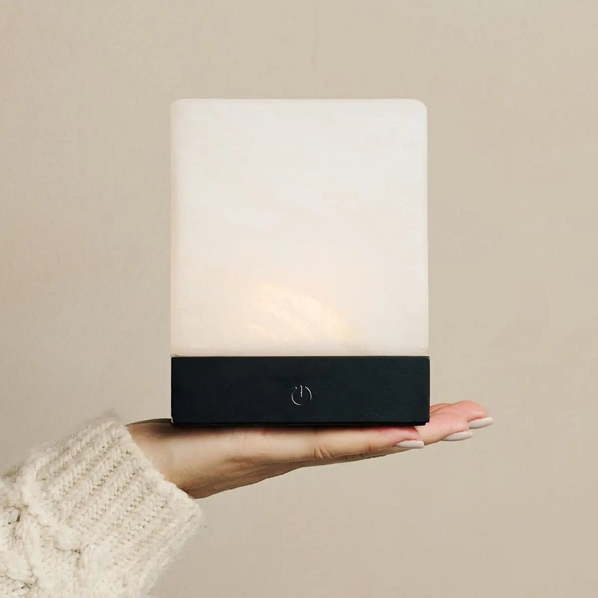 YCE Black Draadloze houten lamp met bevroren glas-oplaadbare, dimbare, 100-uur batterij