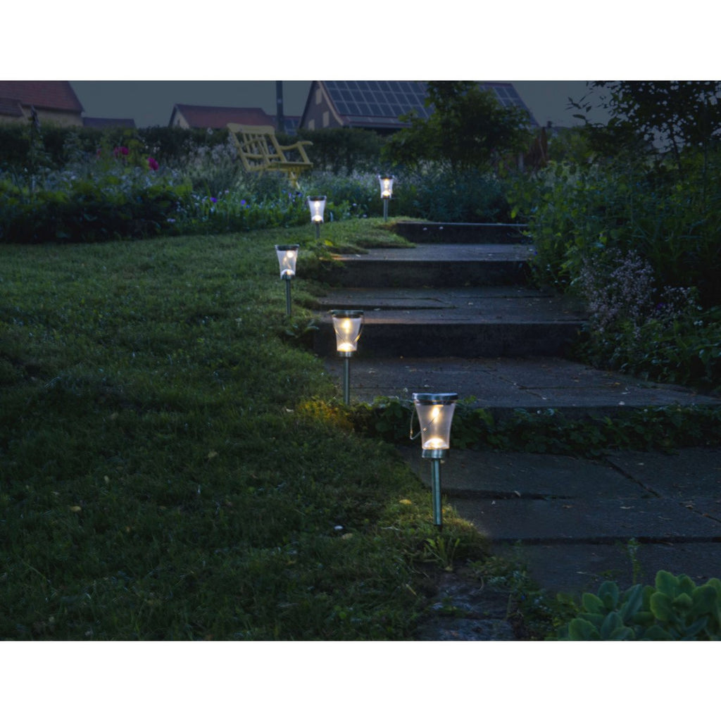 8 Set LED-decoratie Solar Light, voor buiten, gemaakt van metaal en plastic in stalen blanke, geïntegreerde LED