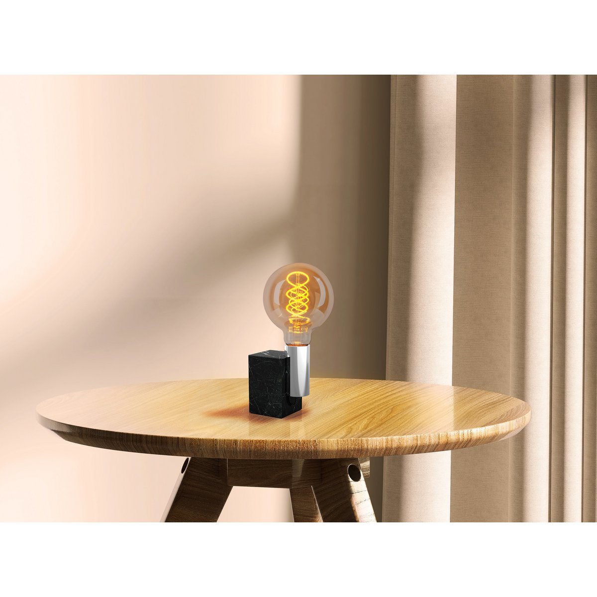 LED -lamp "Dilly" set van 3 met E27 -versie, 4 watt Ø 9,5 cm, gemaakt van metaal en glas, barnsteen