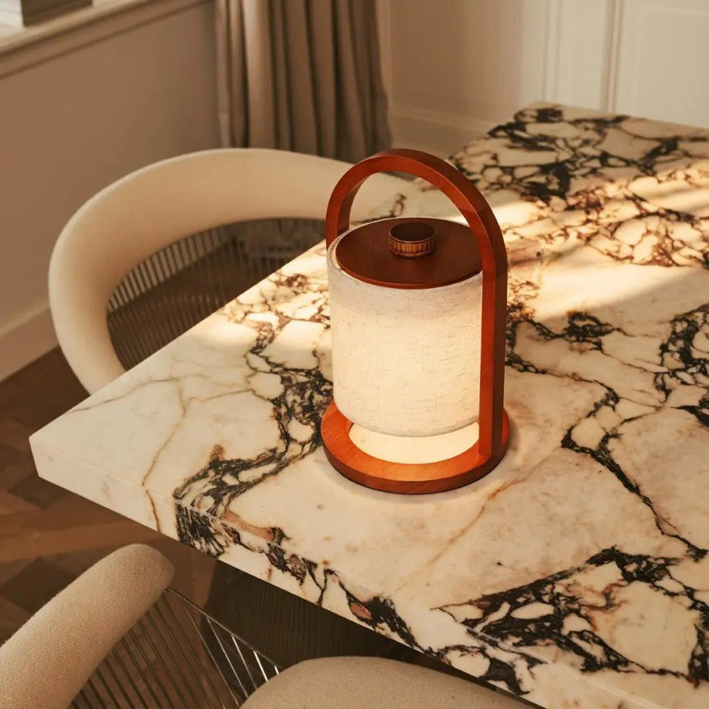 Rivierkastanje houten oplaadbare lamp - dimbaar en draadloos licht