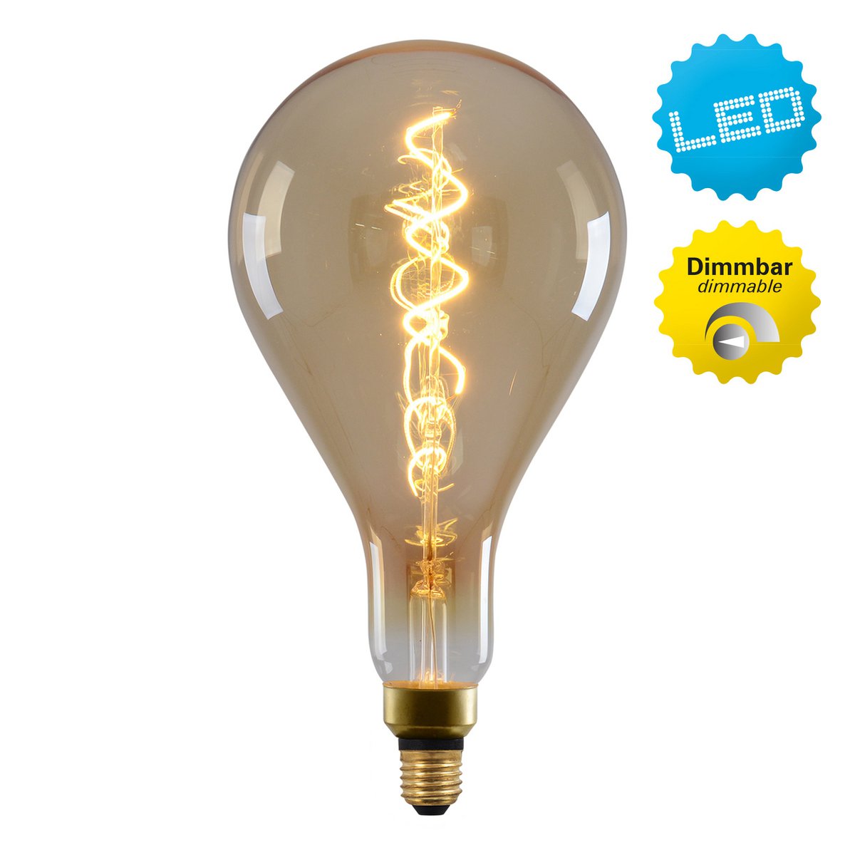 LED -lamp "Dilly Max", 5 watt, gloeilamp gemaakt van metaal en glas, warm wit, E27 Socket LED, decoratieve LED -lamp ca.