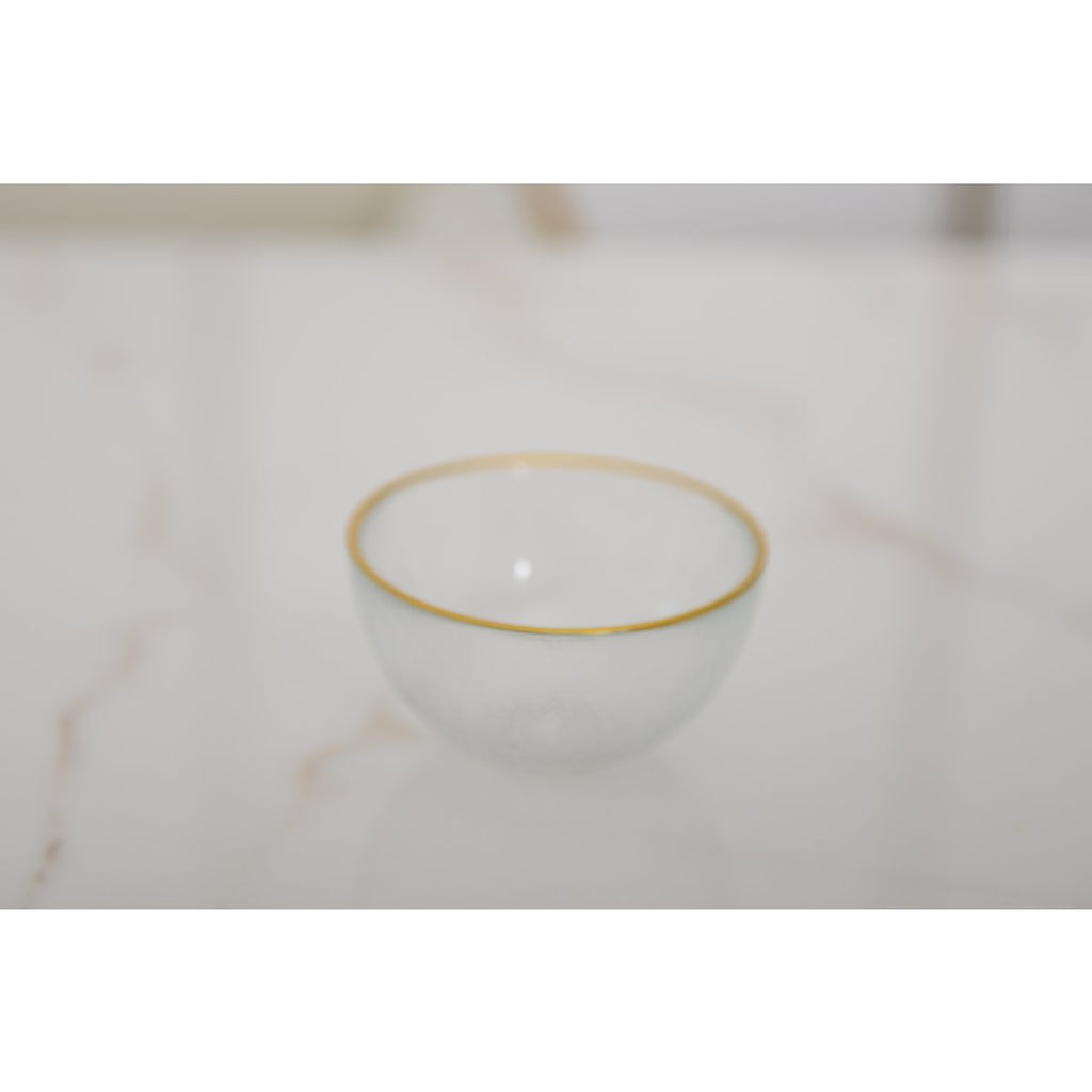 Glazen kom gouden randen 9x9x3cm