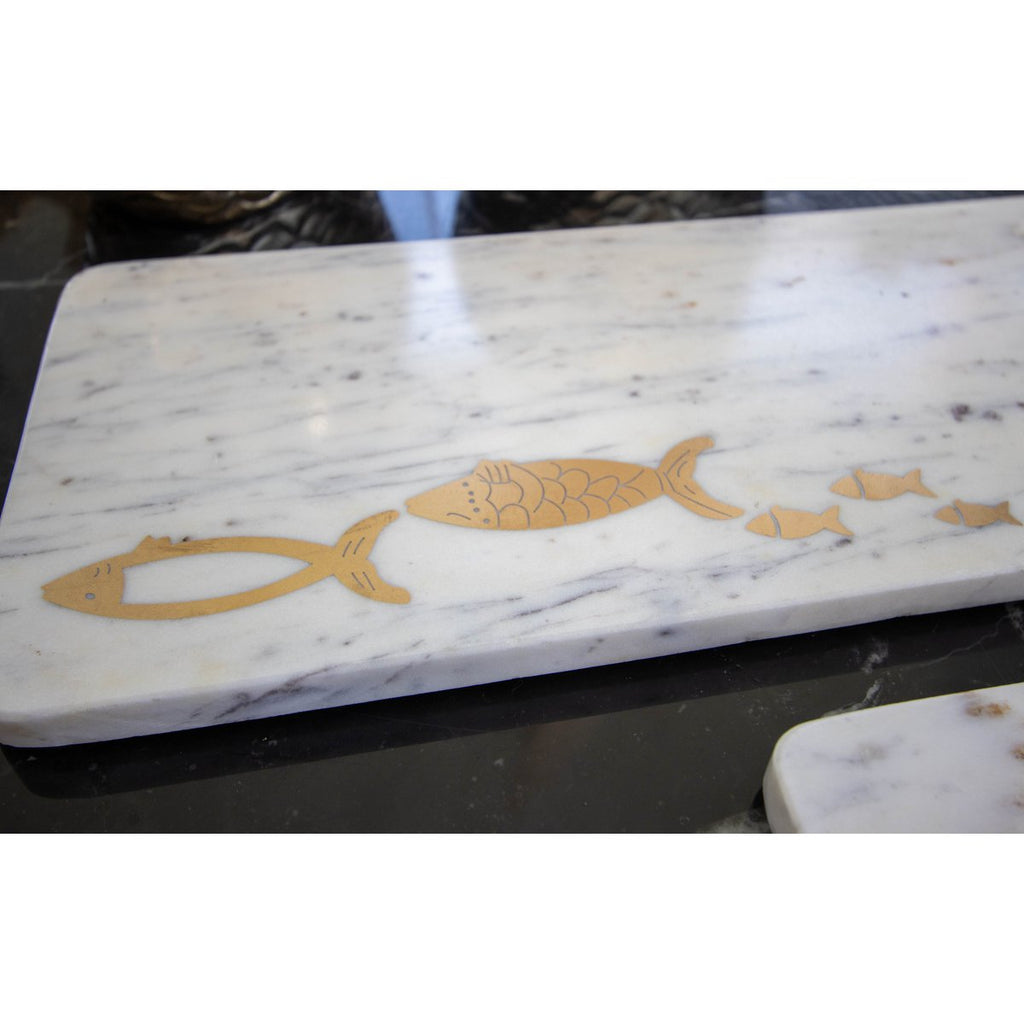 Golden Fish Marble Cheese Tray 40x15.5x1.5 cm