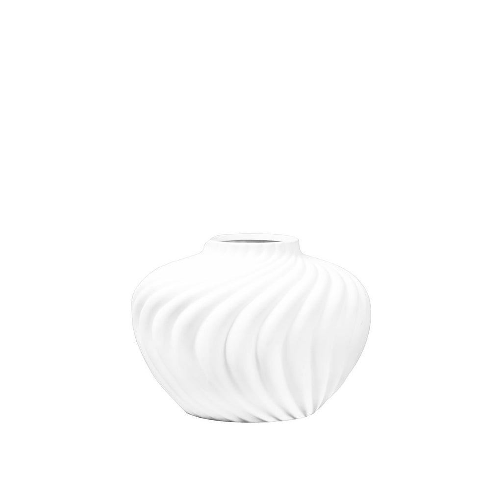 Ronde witte vaas slagroom in polyresine 30x30x22cm