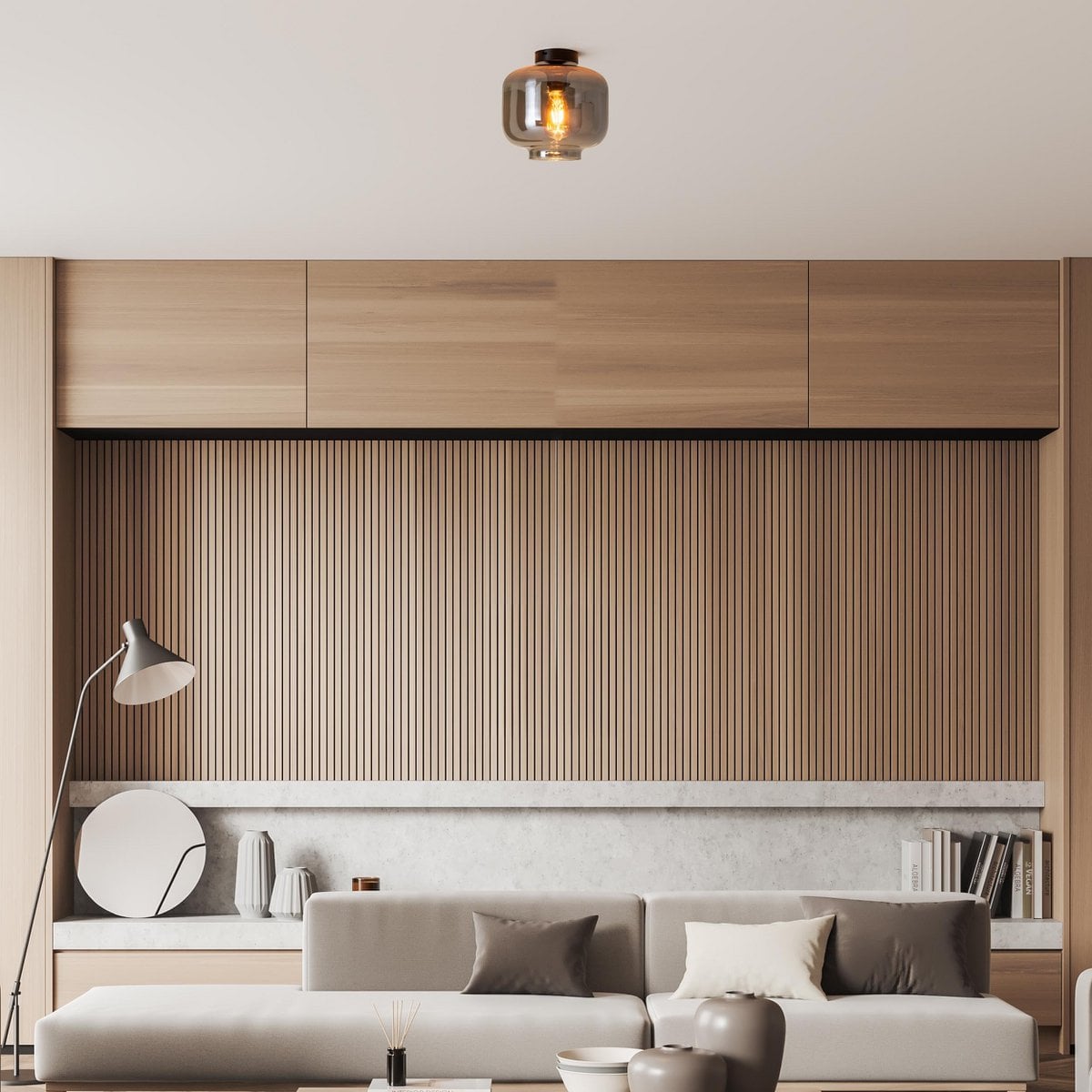 Liv · Houten plafondlamp — antraciet