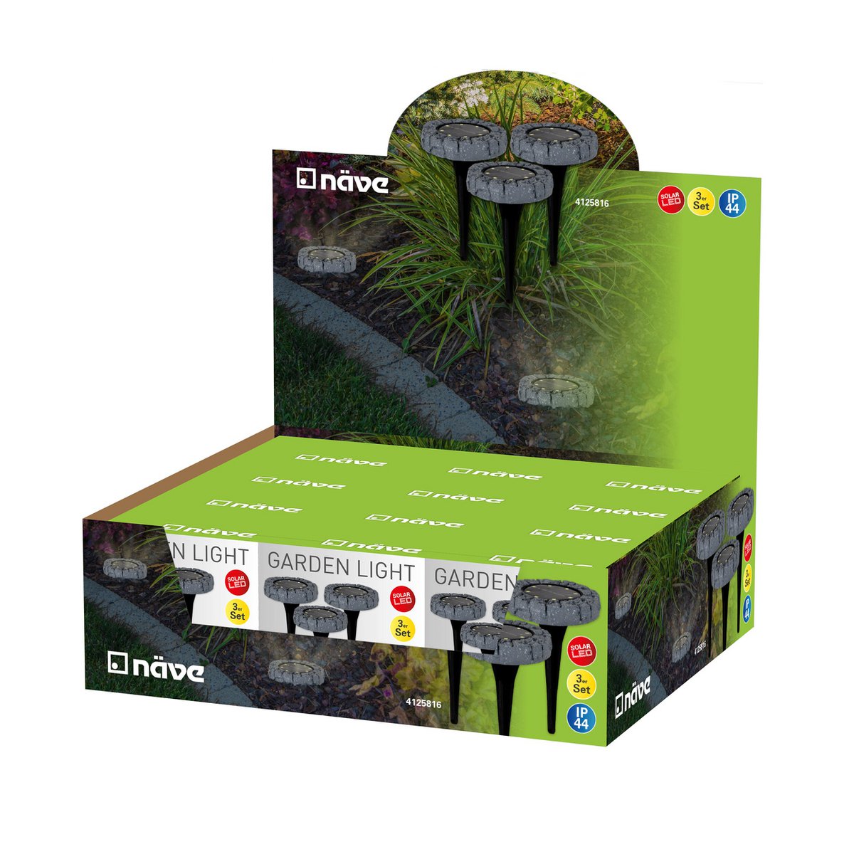 3 Set LED LED Solar-Floor-So-spit "Kian", voor buiten, plastic vloerlamp in grijs, met geïntegreerde LED