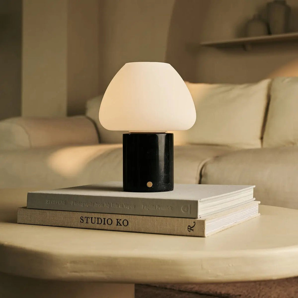 Ostade Black / Nero Marquina - Uniek oplaadbare marmeren tafellamp met 3 lichte kleuren en dimfunctie