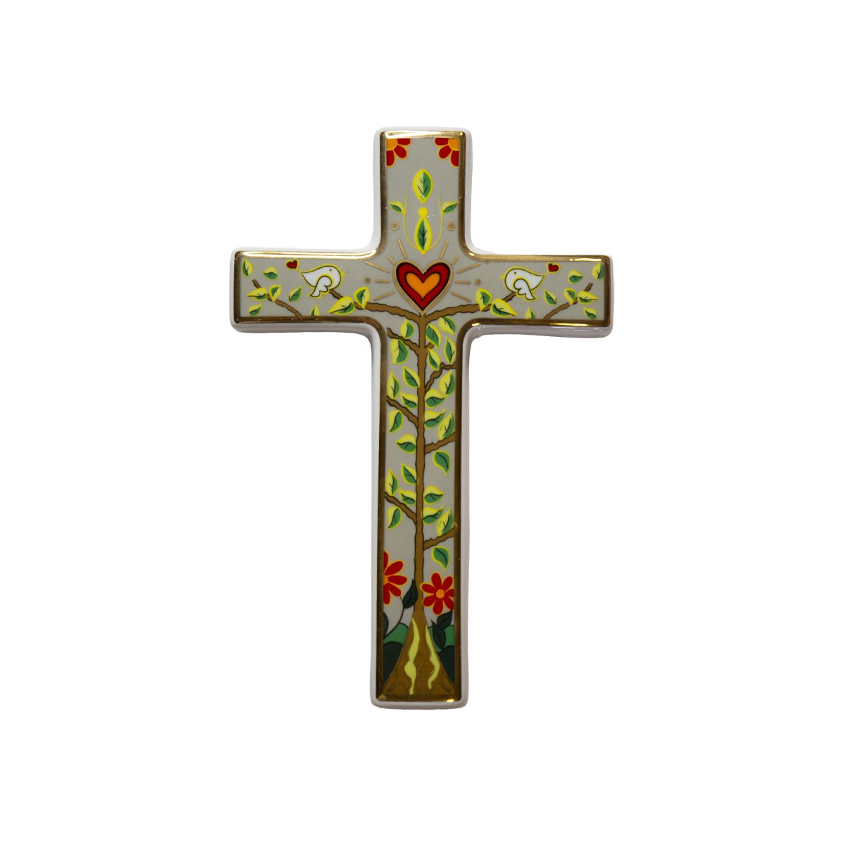 Decoratief kruis om geel op te hangen 20 cm