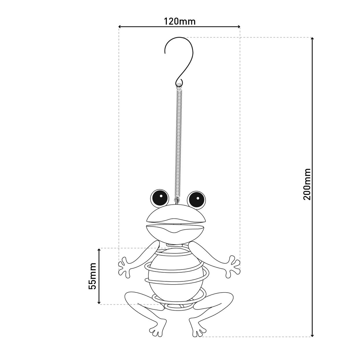 2 Set Solar-Deco Hanglight "Frosch" ongeveer 20 cm hoog, gemaakt van geverfd ijzer, inclusief Twilight-sensor;