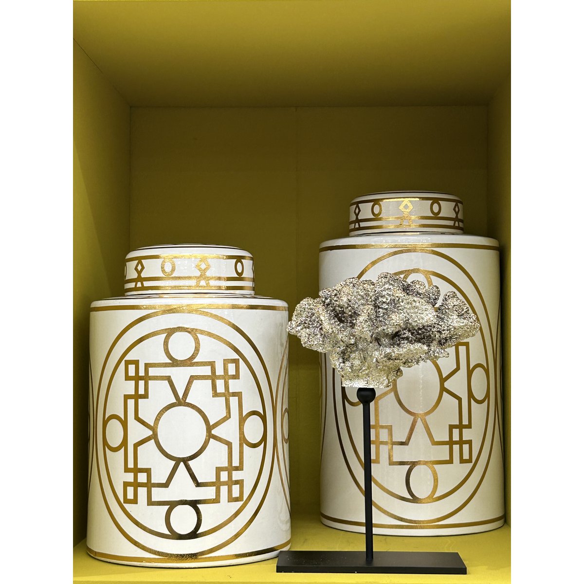 Coral collectie met metalen standaard ( champagnekleur)