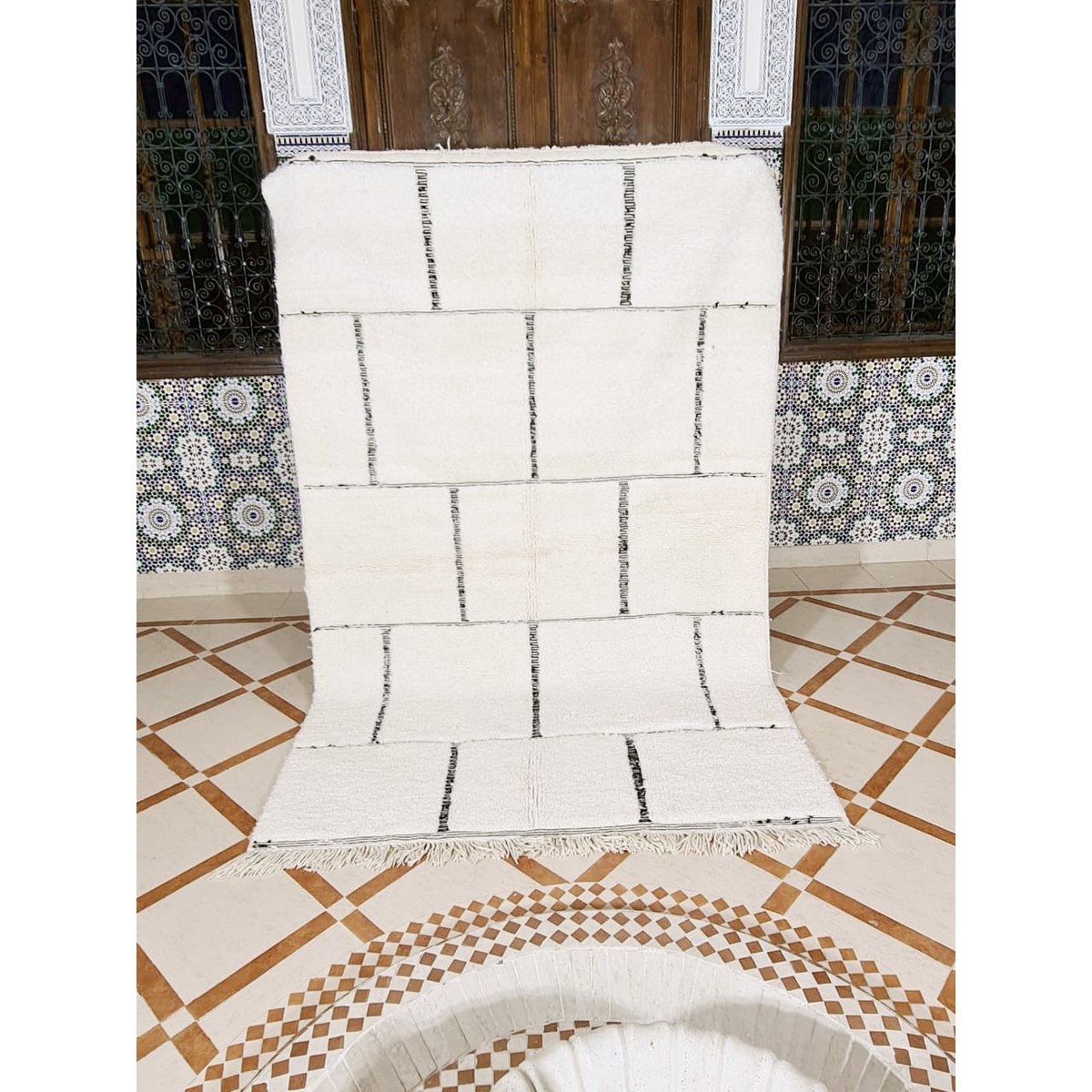 Berber vloerkleed Beni Ouarain zuivere wol 153 x 263 cm