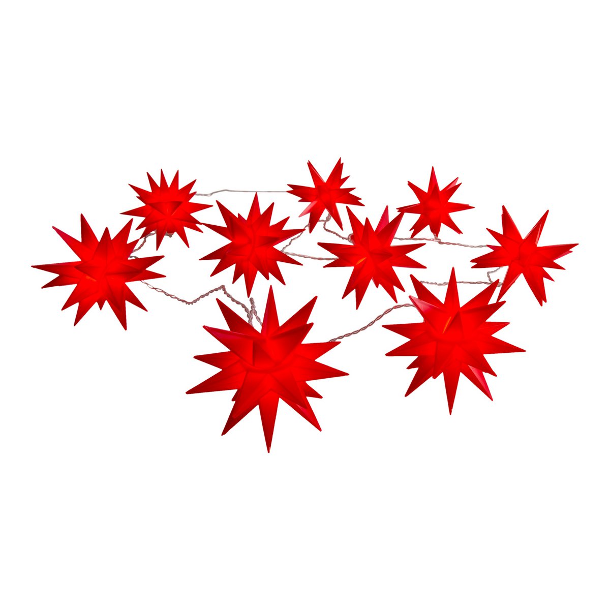 9er buiten LED Kerstmis lichte keten 3D-sterren / Xmas Lights-Red