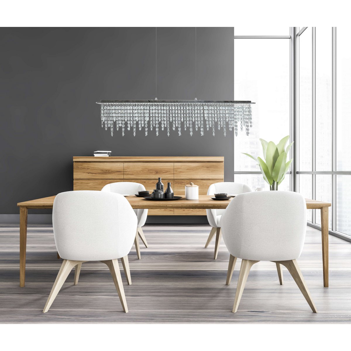 Liv · Houten hanglamp — chroom