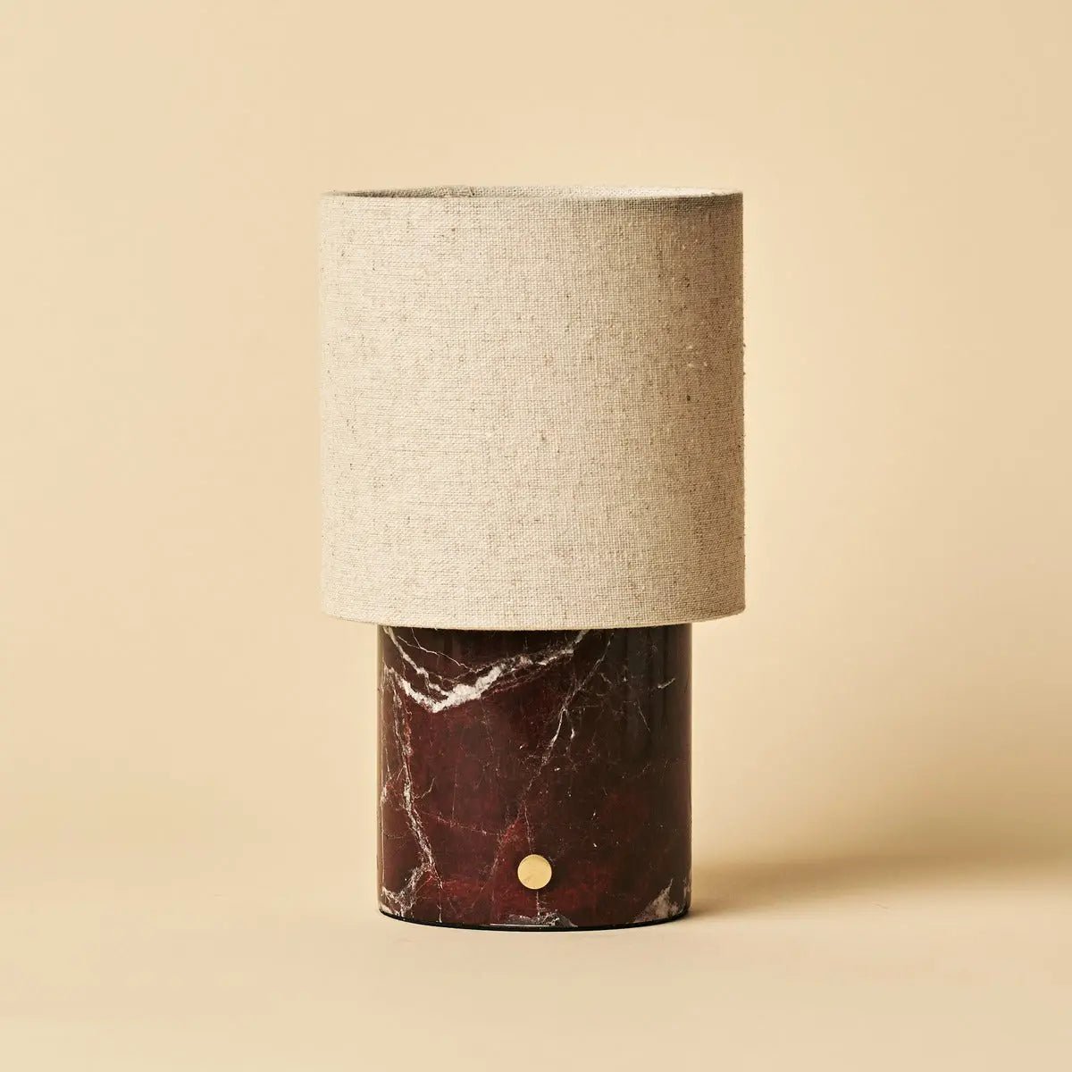 Onoda rood / rosso levanto - marmeren oplaadbare tafellamp - met linnen verwisselbare lampenkap en oplaadbaar ontwerp