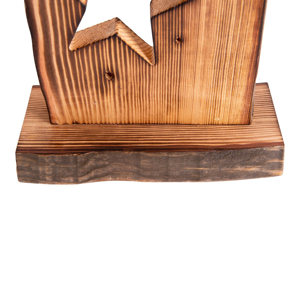 LED Wood-Decolum Moon/Stars 60 cm High Christmas Decorations Made of Wood met stevig ingebouwde LED's