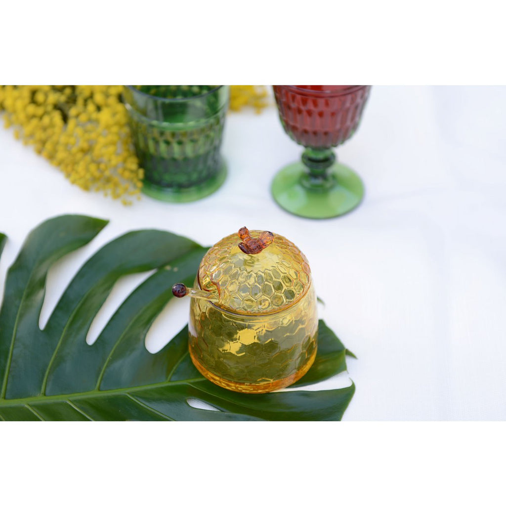 Amber honingpot 9,5x9.5x11.2 cm