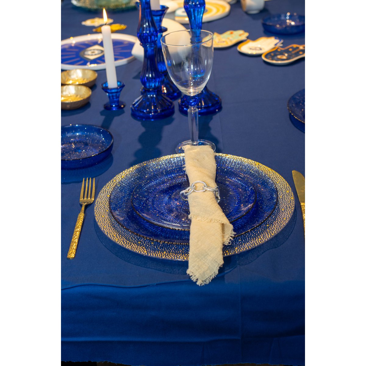 Wijnglazen met blauwe diamantvoet - veel van 4