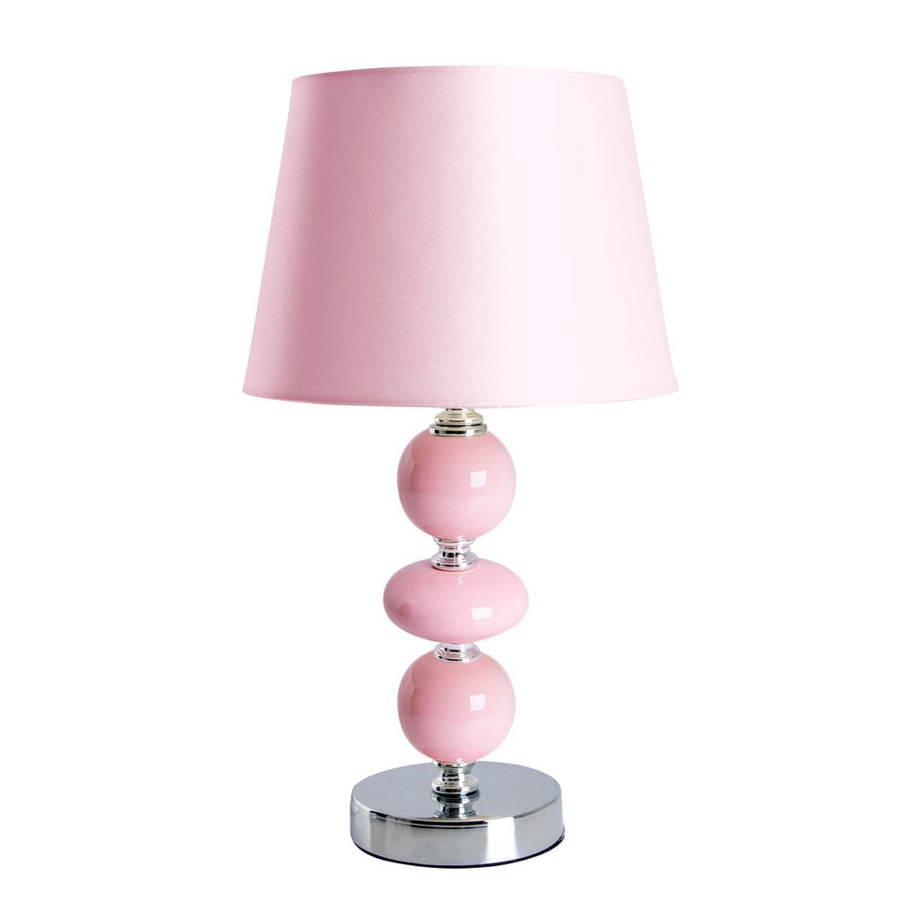 Liv · Houten tafellamp met linnen kap — roze