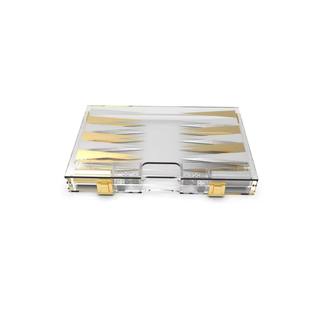 Backgammon -spel in wit en gouden acryl