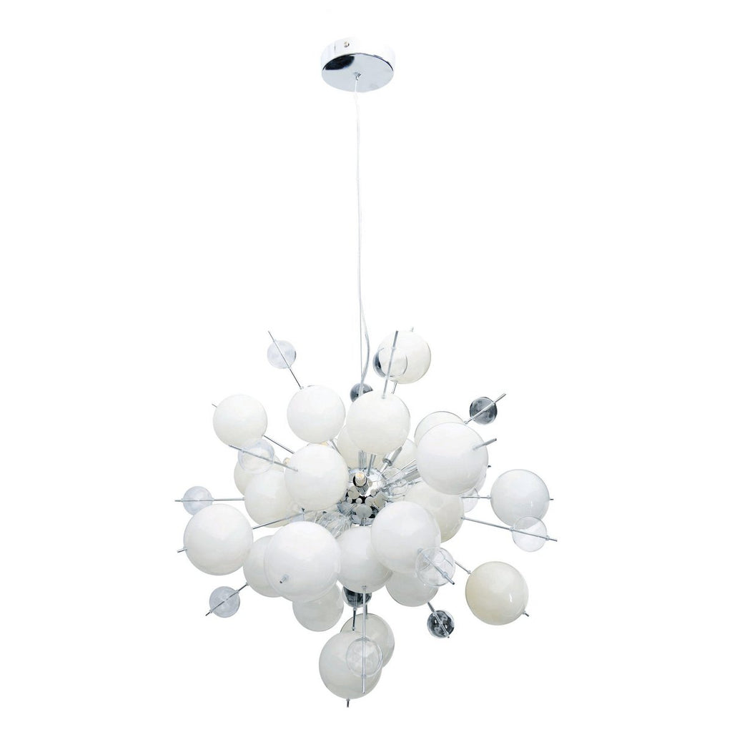 Hanger lamp "explosie" wit gemaakt van metaal en glas, G9 -versies, voor eetkamer, woonkamer, gang of kantoor, hangende lamp ØCA 65 cm