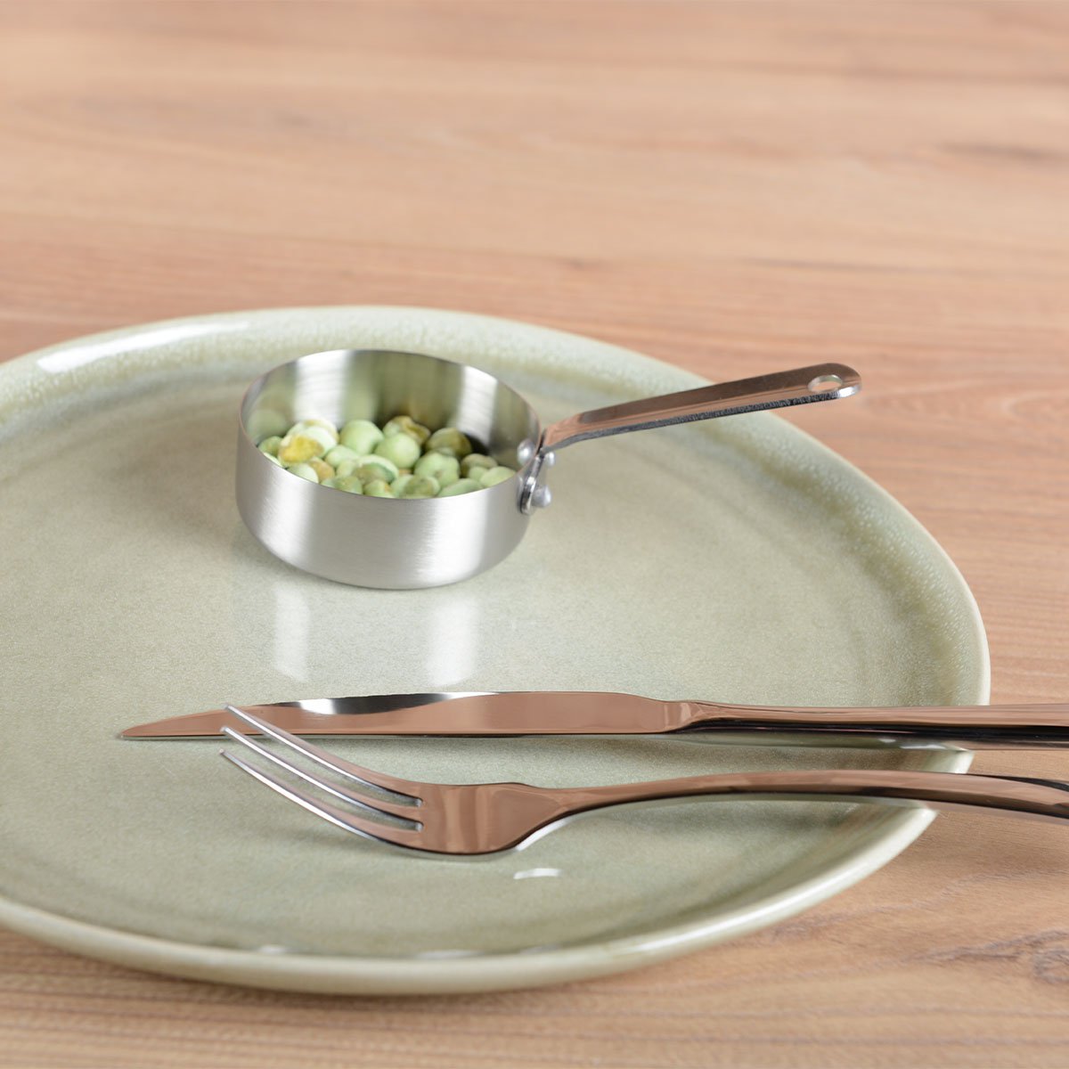 Mini mat ronde steelpan met lange ronde 7x7x2.5 cm