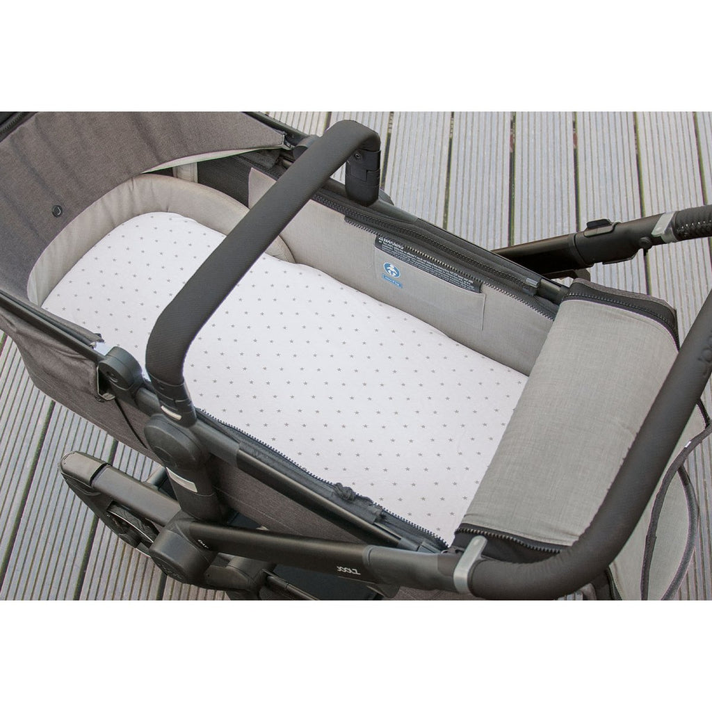 Jersey gemonteerde vellen voor wieg, add-on bedden en kinderwagens in Twin Pack, wit