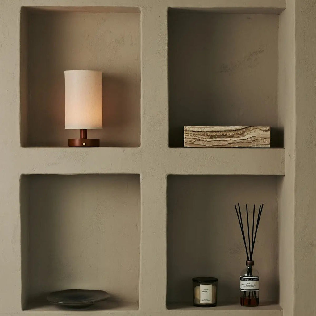 Ben Kastanjebruine houten tafellamp – Oplaadbaar, dimbaar, USB-C-voeding