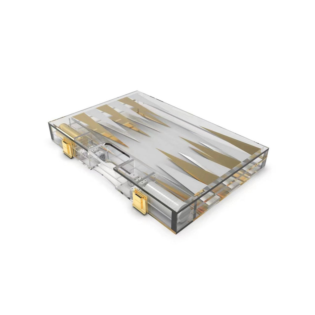 Backgammon -spel in wit en gouden acryl