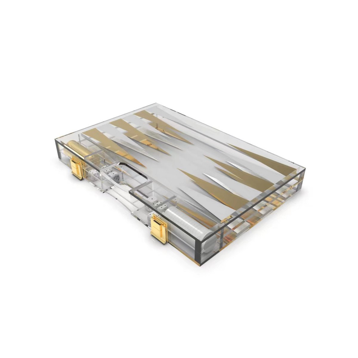 Backgammon -spel in wit en gouden acryl
